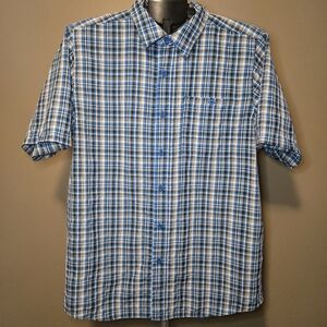 The North Face Men's Blue Checkered Button Front SS Shirt Size Large Tekwear